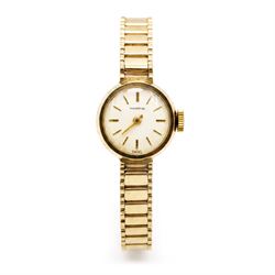 Ernest Borel ladies 9ct gold manual wind presentation wristwatch, silvered dial with baton...