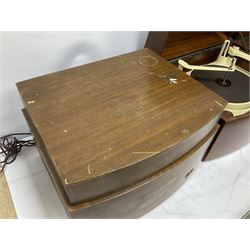 Three 1950s Pye Black Box Hi-Fi gramophones in mahogany cases, to include two examples with BSR Monarch turntable decks, W43cm D35cm H28.5cm