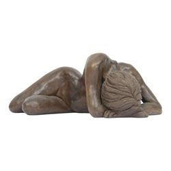 Sonia Dobbs: Reclining Nude, cold cast bronze, signed beneath, with certificate of authenticity, H13cm 