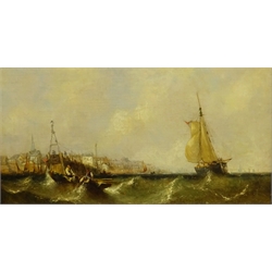 Attrib. Adolphus Knell (British fl.1860-1890): Shipping off the Coast, oil on canvas unsigned 28cm x 53cm