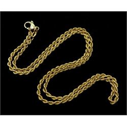 9ct gold rope twist chain necklace, London import mark 1986