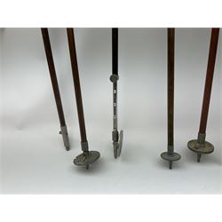 Adjustable Gamebird shooting stick, together with Mills Munitions shooting stick, Featherwate shooting stick, five others and two wooden walking sticks.  