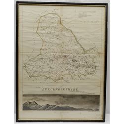 Theophilus Jones (British 19th century): 'Brecknockshire' Wales, early 19th century hand-coloured map pub. 1806, 60cm x 45cm