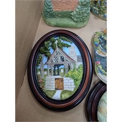 Six Lilliput Lane models, including The Old Mill at Dunster and Pen Pals, together with two Memory Lane models and two Lakeland Studios plaques, most with boxes