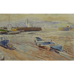  Edward H Simpson (British 1901-1989): 'Scarborough Harbour and Rural Village Scene with Church and Rural Scene, three watercolours signed max 36cm x 50cm (3)  