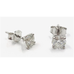  Pair 18ct gold diamond stud ear-rings stamped 750 approx 1 carat  