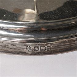 Pair of silver candlesticks with octagonal tapering stems and circular weighted bases H30cm Sheffield 1923 Maker Hawksworth Eyre & Co Ltd