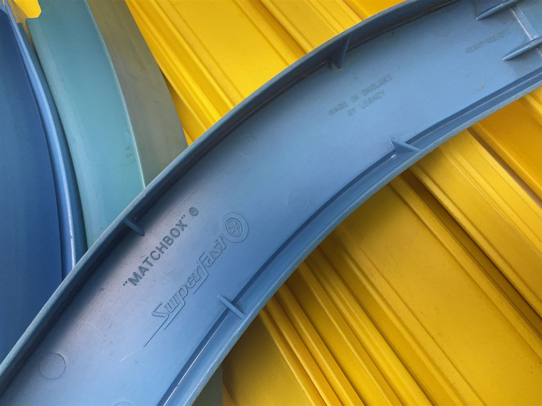 Matchbox Superfast track racing Set with Superbooster and two boxed SF-17 Slipstream Curves; together with five boxed Superfast models - 3d Monteverdi Hai, two 7d Hairy Hustler, 45c Ford Group 6 and 66d Mazda RX500; and quantity of unboxed and playworn other die-cast models