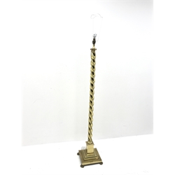  Classical brass rope twist standard lamp with shade, H132cm (excluding fitting)  
