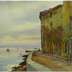Casimir Raymond (French 1870-?): 'Les Martigues' Bouches-du-Rhone, watercolour signed, titled and dated 1925 with artist's Marseille address verso 48cm x 48cm