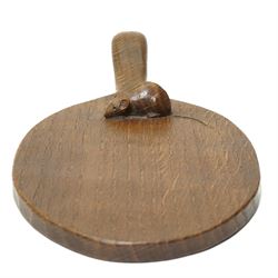 Mouseman - circa 1940s/50s oak cheese board, oval form with handle, good colour, the board with carved mouse signature, by Robert Thompson of Kilburn