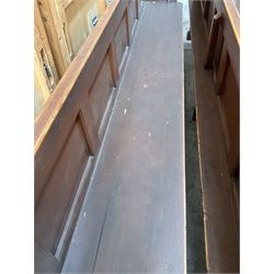 Pair of brown painted wooden church pews  - THIS LOT IS TO BE COLLECTED BY APPOINTMENT FROM DUGGLEBY STORAGE, GREAT HILL, EASTFIELD, SCARBOROUGH, YO11 3TX