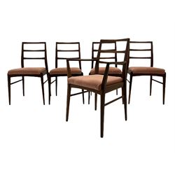 Mid-20th century teak extending dining table, with leaf, and five chairs 