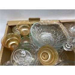 Quantity of glass ware to include boxed Pagoda Guzzini tumblers, Roemer type glasses with etched bowls, Caithness vase, other engraved glass, bowls, decanter, etc