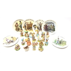  Eighteen Beswick Beatrix Pottery ceramic figures and 'Hunca Munca' by Royal Albert (19) and a set of six Wedgwood The Street Sellers of London collectors plates   