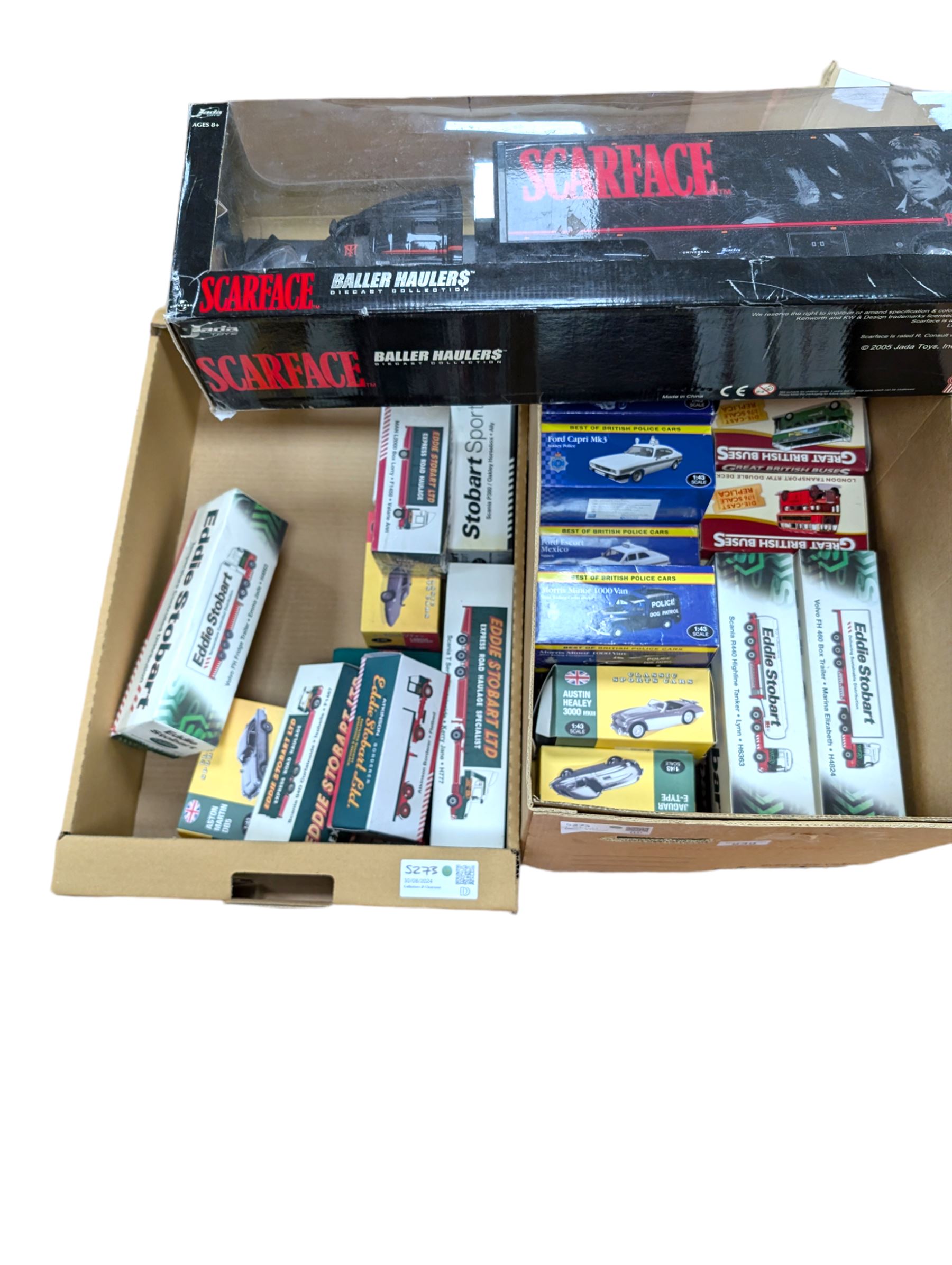 Collection of boxed Atlas Editions diecast vehicles, predominantly Eddie Stobart, together with a Baller Hauler Scarface diecast model