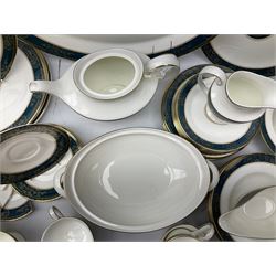 Royal Doulton Carlyle pattern part tea and dinner service, to include six dinner plates, four soup bowls, six side plates, one covered tureen, meat platter, teapot, milk jug, covered sucrier etc (48)