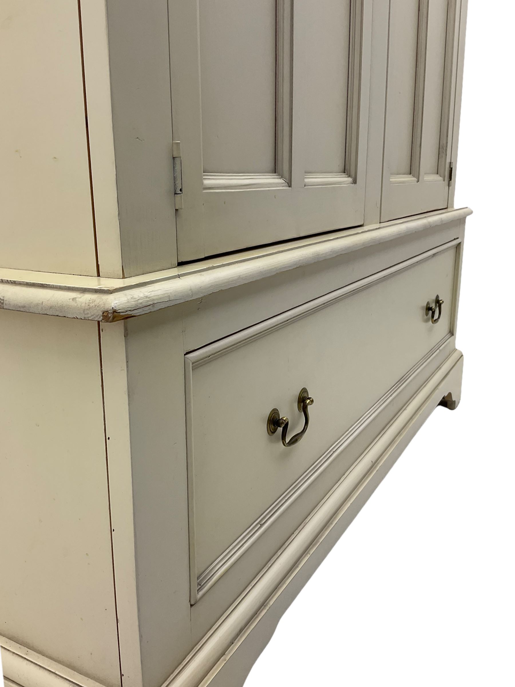 Laura Ashley cream finish double wardrobe with drawer to base, panelled doors