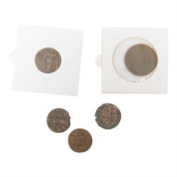 Five early Scottish coins, Charles II bawbees and turners, etc