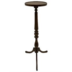 Victorian mahogany pole screen (H142cm), 20th century mahogany folding cake stand (H89cm), and a reproduction mahogany torchere/plant stand (H101cm)