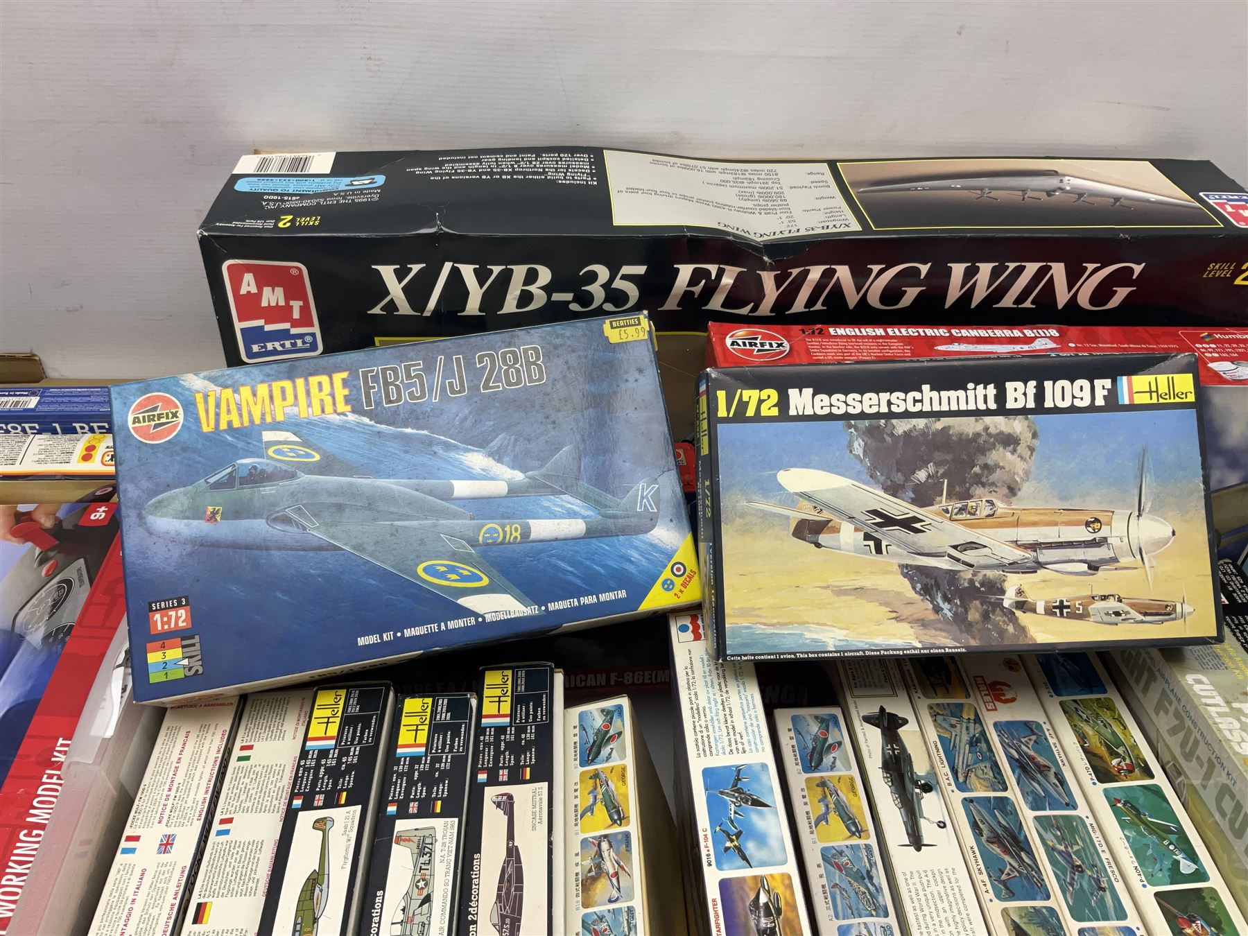 Twenty-eight model aircraft construction kits by Airfix (6) including Jet Engine; Hasagawa (5); LS (2); Italeri (2); Revell (2); ESCI (3); Heller (4); AMT ERTL, Matchbox, Lindberg and Hales; all boxed (28)