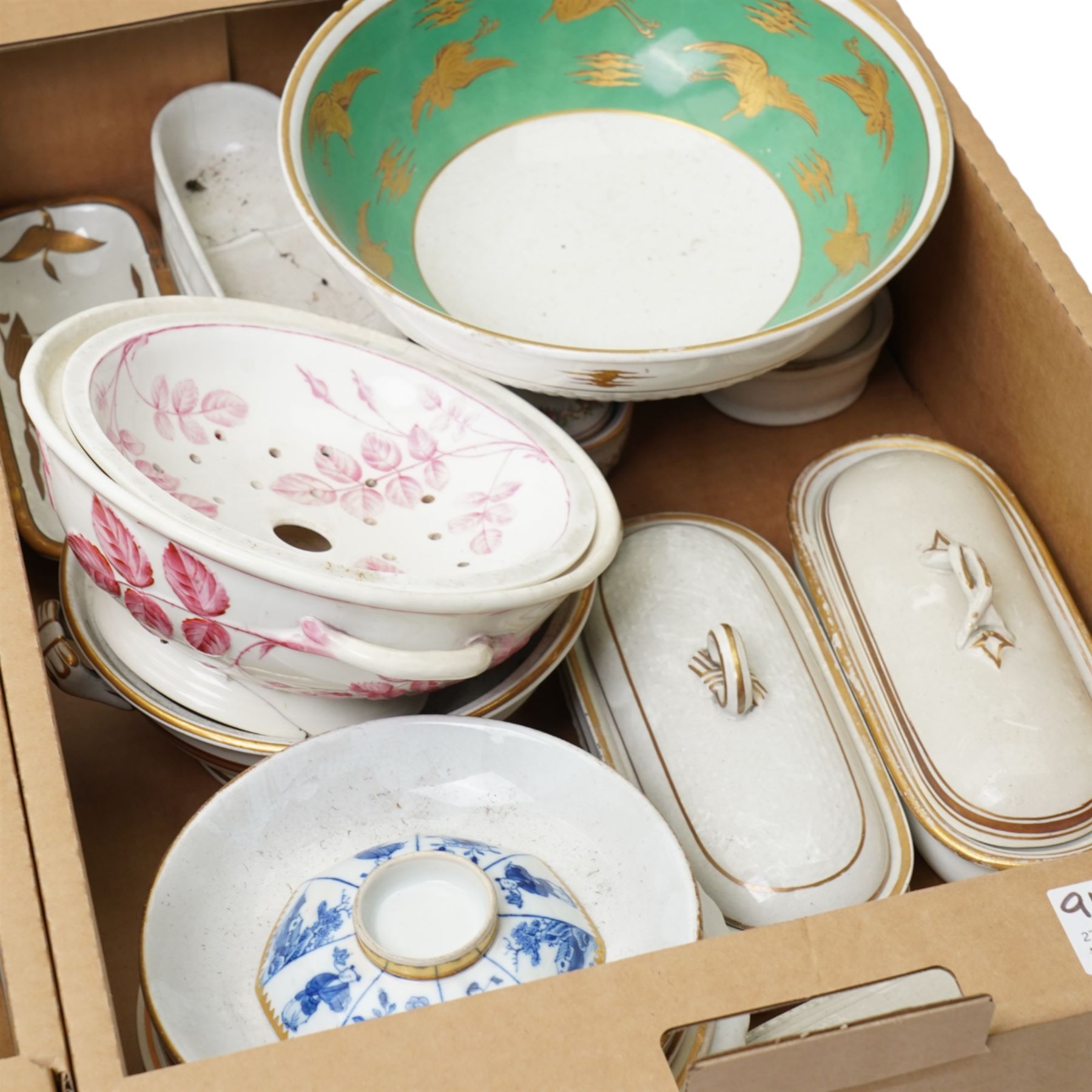 Collection of Victorian razor boxes and soap bowls, British Coal model, Jerry Harper 'Heavens Above' studio pottery cup, planters etc, in three boxes