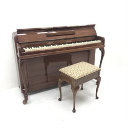  Kemble Minx mahogany cased, cast iron overstrung, upright piano (W132cm, H96cm, D57cm) with stool (2) mao1507  