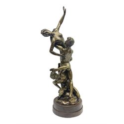  After Giambologna: Abduction of a Sabine Woman, bronze figure, on circular wooden base, H68cm