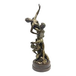 After Giambologna: Abduction of a Sabine Woman, bronze figure, on circular wooden base, H68cm