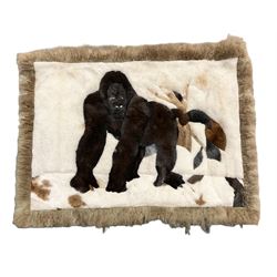 Alpaca rug/wall hanging depicting a gorilla on a cream background 