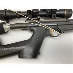 Crosman .22 air rifle with gas cylinder, model AS2250, with bolt action, skeleton stock, moderator and Hawke 4x32 telescopic sight with infra red facility, serial no.803B11493, L88.5cm