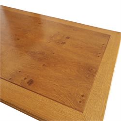 Light oak rectangular office desk with figured and burr panels