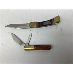 Nine pocket knives including two Ravi folding knives, Richards of Sheffield single blade folding knife etc