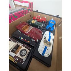 Diecast model vehicles, including Maisto, Majorette and Bburago examples, three boxed the rest loose, different scales, in three boxes