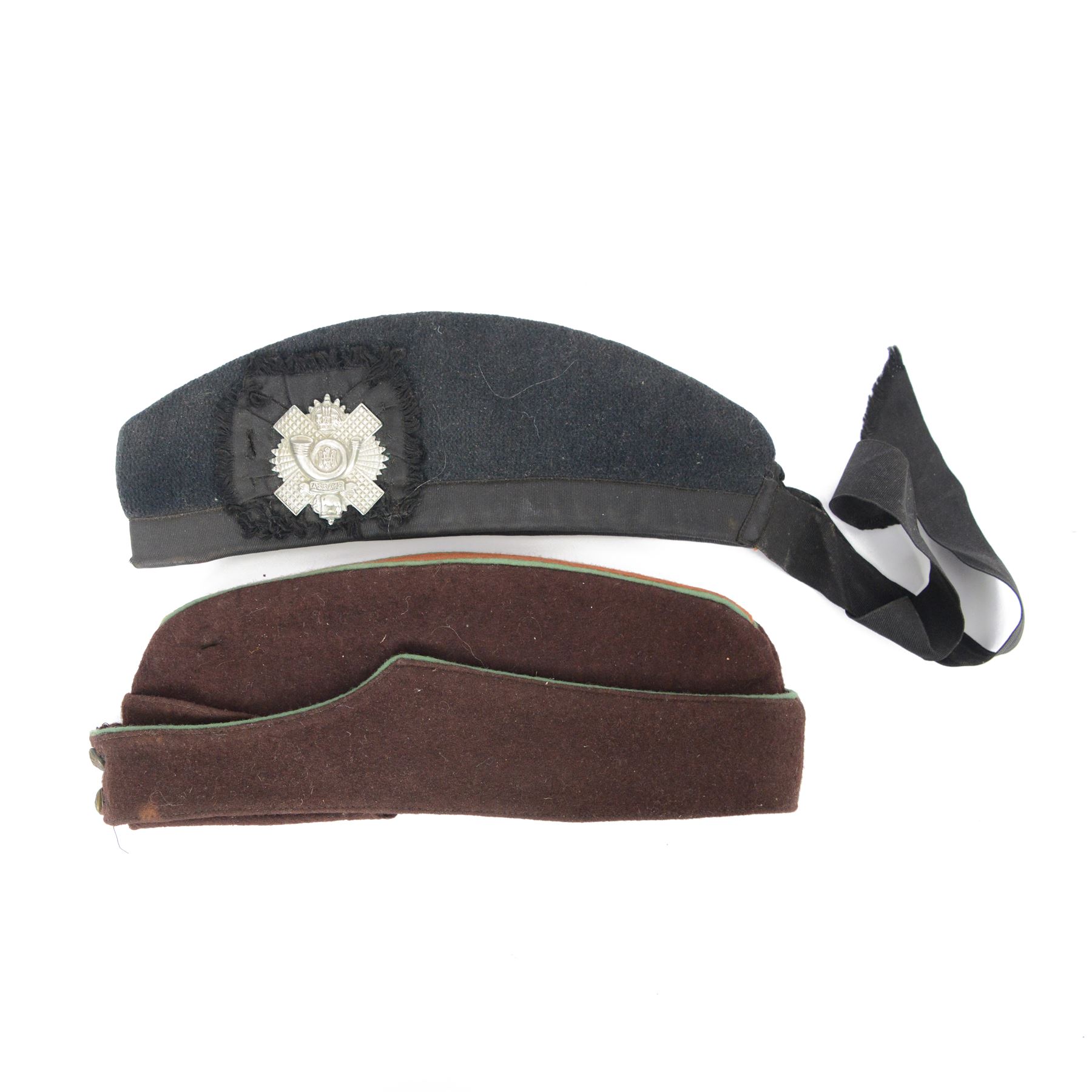 Highland Light Infantry glengarry with cap badge, together with WWII Auxiliary Territorial Service forage cap