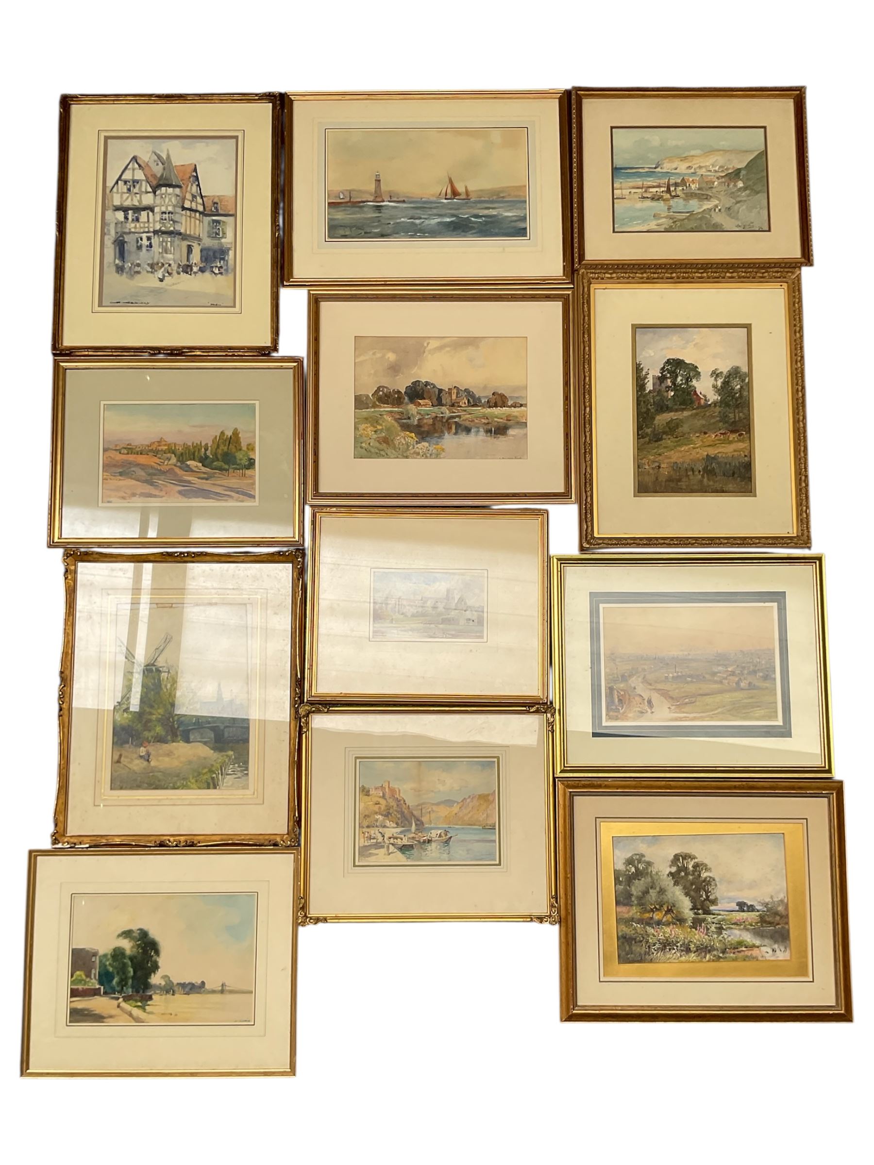 Collection of principally early 20th century watercolours, artists including Victor Noble Rainbird, George Henry Jenkins, Thomas Swift Hutton, Francis Dodd, James Aumonier, Maud Raphael Jones, John Sowden, Frank M Chase, Henry Frank Waring, etc (12)