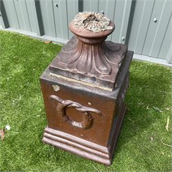 Terracotta garden urn on plinth - THIS LOT IS TO BE COLLECTED BY APPOINTMENT FROM DUGGLEBY STORAGE, GREAT HILL, EASTFIELD, SCARBOROUGH, YO11 3TX
