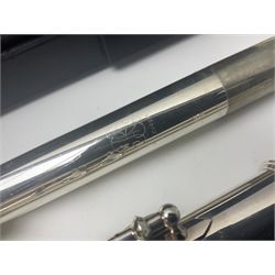 Buffet Crampon Model BC6010 silver plated three-piece flute, serial no.767918; in fitted case with cleaning rod