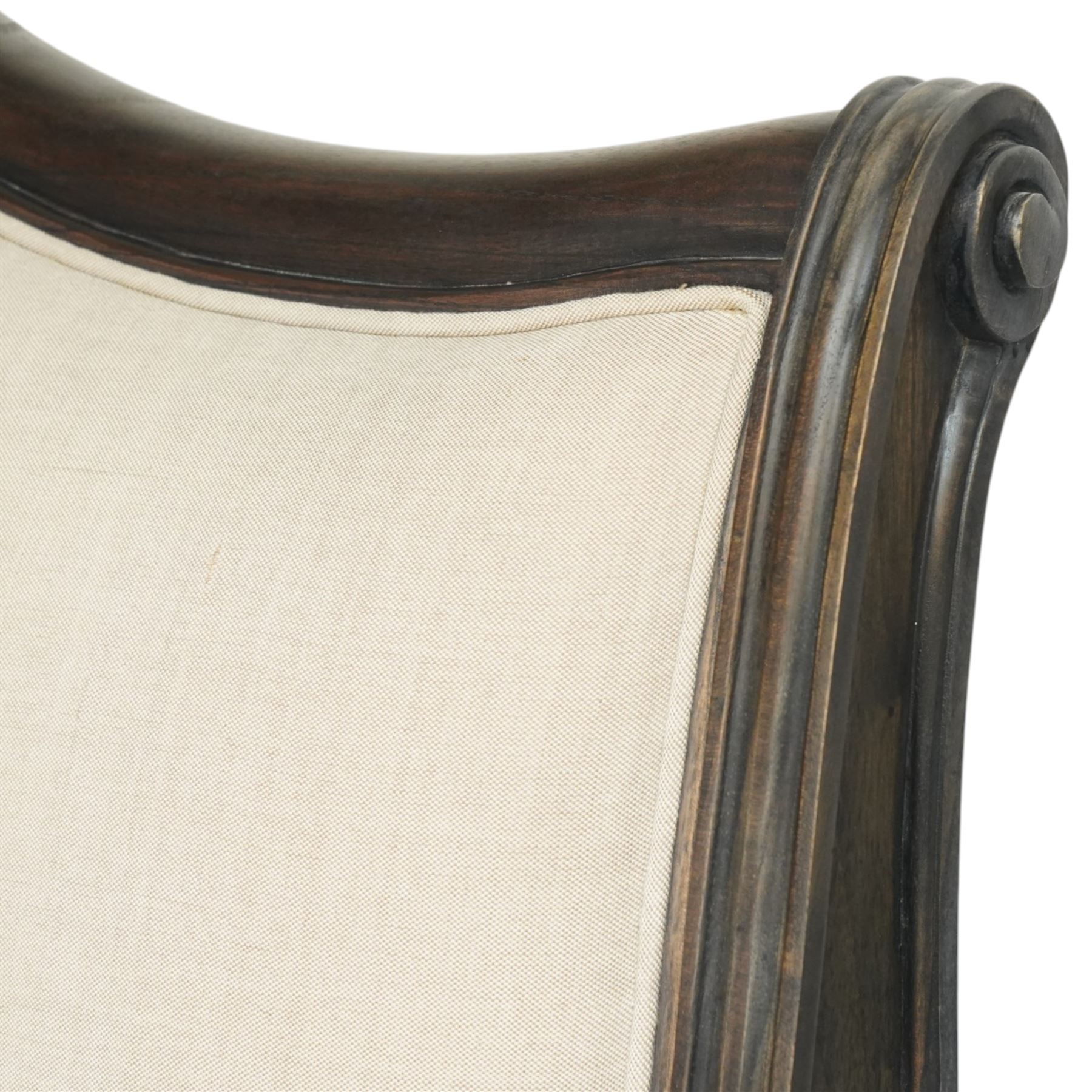 Frank Hudson - king size 'Safari' bed with charcoal finish and linen headboard over slatted base