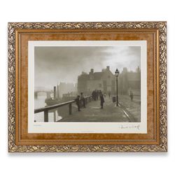 After Frank Meadow Sutcliffe (British 1853-1941): 'Pier Road Whitby', photographic print with facsimile signature 34cm x 44cm; 'Sandsend from the Railway', 19th/early 20th century photograph pub. Poulton No.A.2237, 14cm x 18cm (2) 