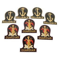 Group of eight fire insurance marks, comprising four Guardian Assurance Company, and four ...