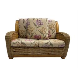 Two seat bamboo and wicker conservatory sofa