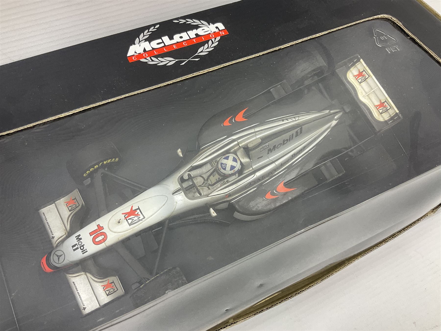 Four Minichamps 1:18 scale die-cast racing cars - Williams F1 Team BMW FW26 R. Schumacher; McLaren Mercedes MP4-12 D. Coulthard; McLaren Mercedes MP4-13 M. Hakkinen; and Formel 1 Jordan peugeot EJR 195 E. Irvine; all boxed (4)