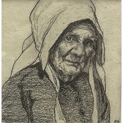 Staithes Group (19th/20th century): Bust Portrait of an Old Woman in a Bonnet, pencil signed with monogram 13cms x 13cms 
Provenance: private Yorkshire collection purchased David Duggleby Ltd 'Whitby Picture' sale 11th April 2005 Lot 48