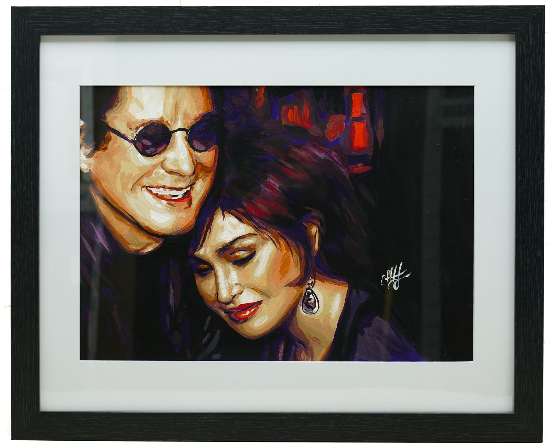 E A Chernenko (Ukrainian contemporary): Sharon and Ozzy Osbourne - Pop Art, acrylic on paper signed, certificate of authenticity verso 29cm x 41cm
