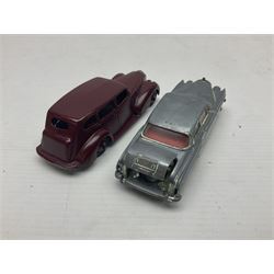Eleven unboxed and playworn early die-cast models including Dinky Packard, Buick, two Jaguar Mark X and estate wagon, Corgi Mercedes-Benz 300S.L. Roadster, Ford Thunderbird, Citroen DS19 and Bentley Continental Sports Saloon, Spot-On Armstrong Siddeley Sapphire etc; all unboxed (11)
