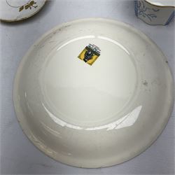 Collection of Victorian and later ceramics to include Gray's Pottery Sunderland lustre York Minister plate, Limoges M. Bishop tea service for one, ornately decorated with gilt foliate sprays on plain white ground, no 2350, Wedgwood no y2715 blue and white sucrier and jug, Chinese blue and white dish with gilt banding,