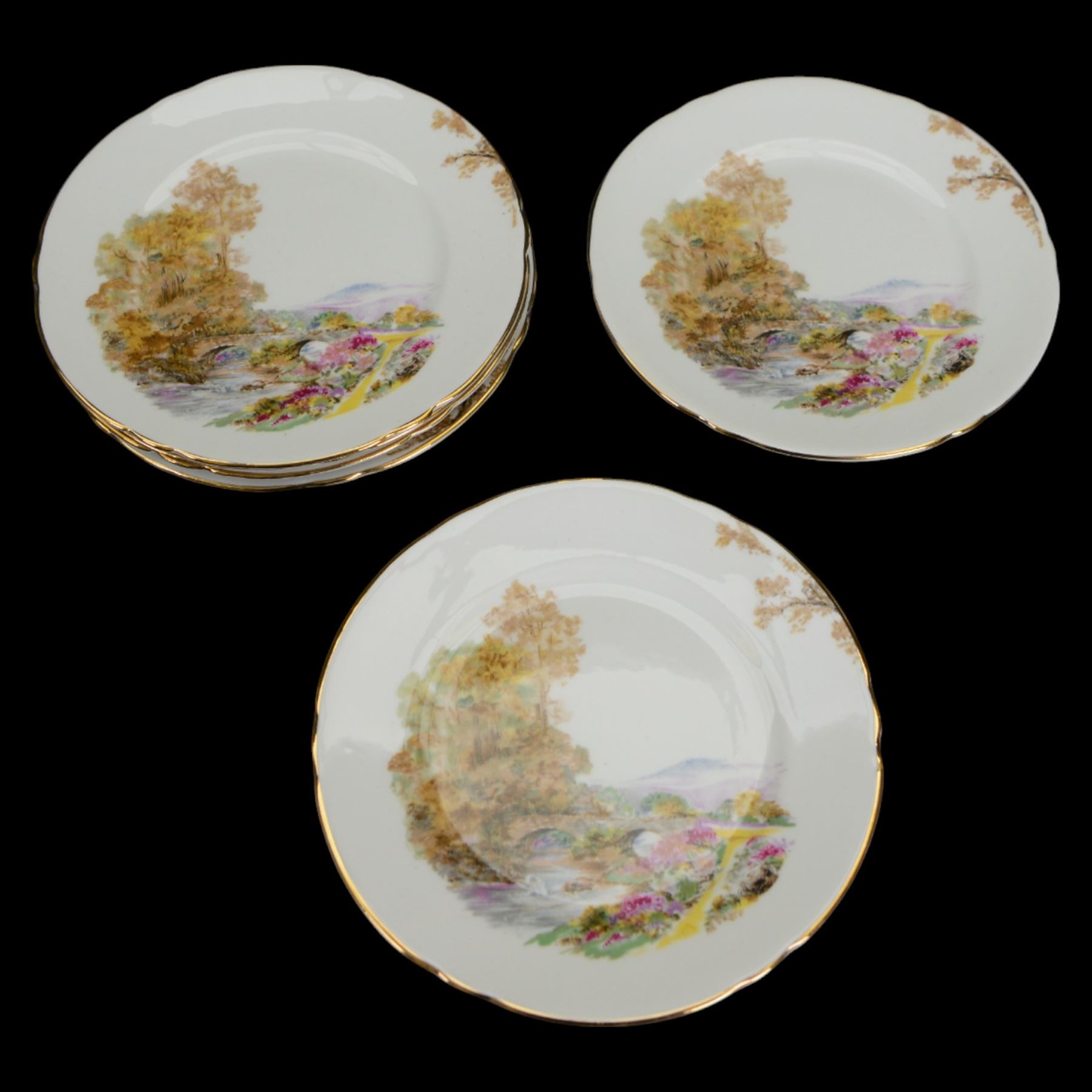 Shelley Heather pattern coffee service for six, including coffee pot, milk jug, two open sucrier, coffee cups and saucers, tea cups and saucers, etc