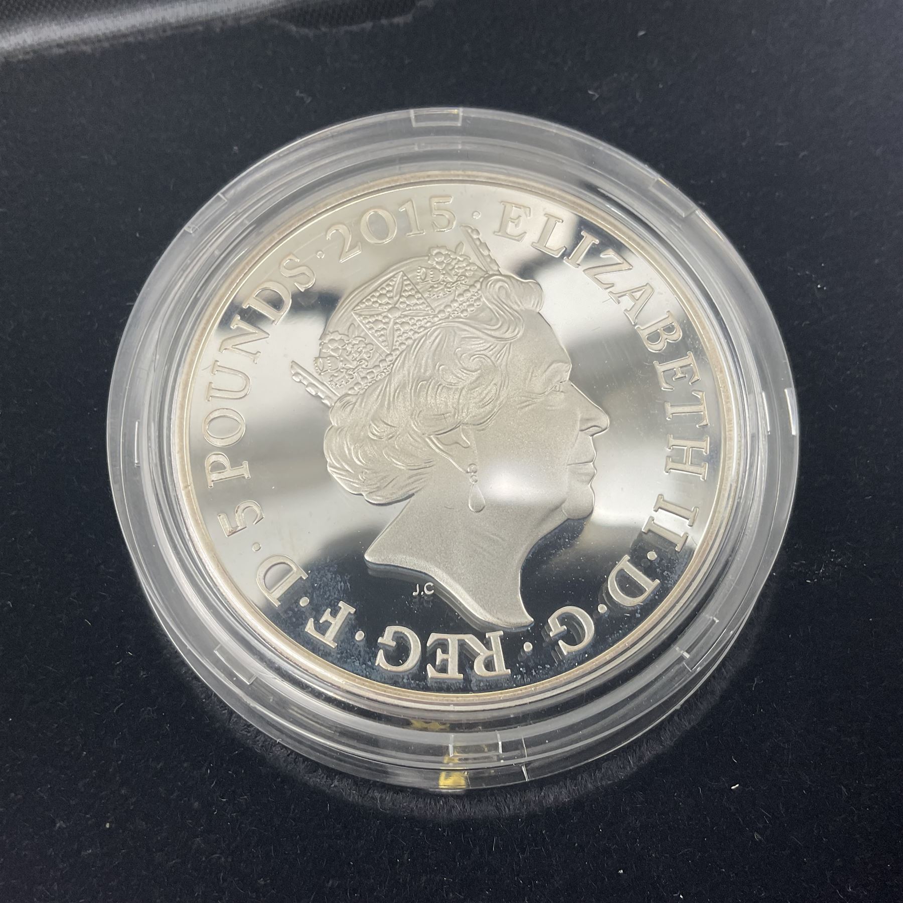 Three The Royal Mint United Kingdom silver proof five pound coins, comprising 2012 'London 2012 Paralympic', 2015 '100th Anniversary of the Death of Edith Cavell' and 2017 'Remembrance Day' piedfort, all cased with certificates 