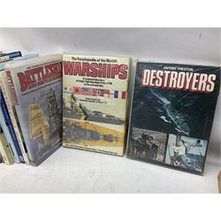 Twenty-seven books of maritime and naval interest including Archibald: The Fighting Ship in the Royal Navy; Chant: The History of the World's Warships; Groner: German Warships 1815-1945; books on seapower, destroyers, battleships, cruisers, seamanship etc